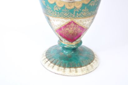 Pair of polychrome enameled porcelain vases...