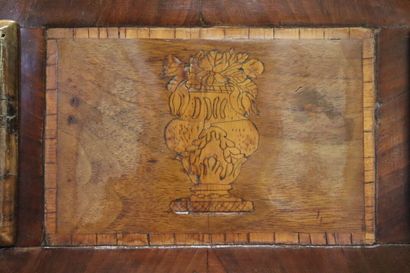 Carved wood inlaid cylinder desk opening...