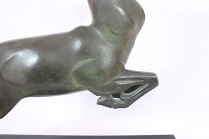 Ch. LAURENT(20th). 
Slender stag, bronze...