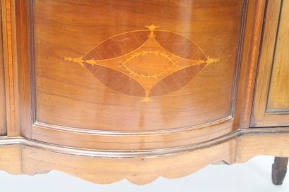 English marquetry display case, opening with...