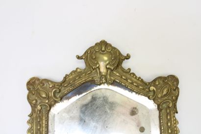 Pair of three-light bronze sconces with mercury...
