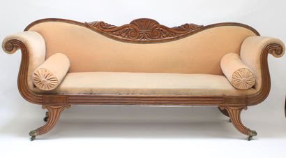 Sofa bench in mahogany wood decorated with...