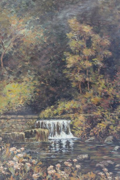 20th century school.
Landscape with waterfall,...