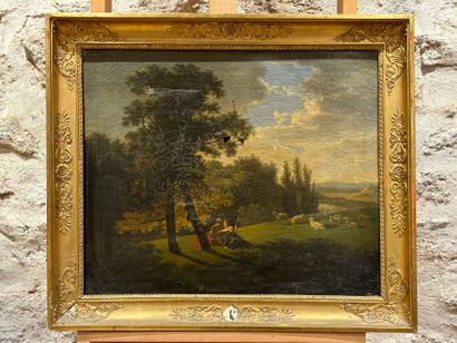 19th century school. 
Woodland landscape,...