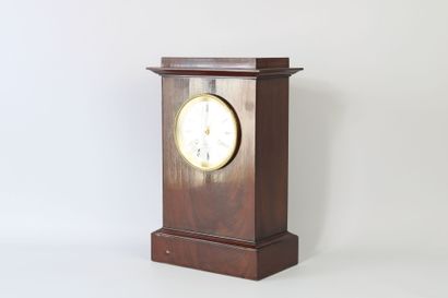 Mahogany veneered terminal clock, Roman numeral...
