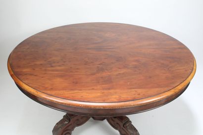 Large mottled mahogany pedestal table with...