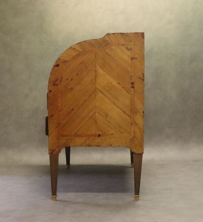 Carved wood inlaid cylinder desk opening...