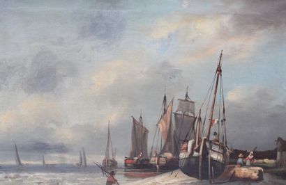 School of the 19th century. 
Ships in port,...