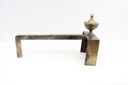 Pair of bronze andirons decorated with antique-style...