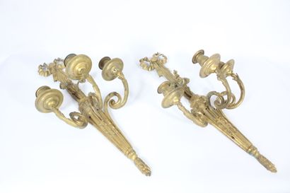 Pair of large wall sconces in chased and...