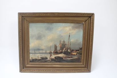 School of the 19th century. 
Ships in port,...
