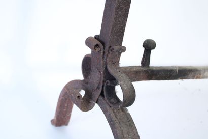 Pair of cast-iron fireplace andirons.
dimensions:...