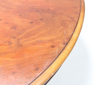 Large mottled mahogany pedestal table with...