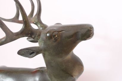 Ch. LAURENT(20th). 
Slender stag, bronze...