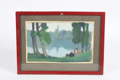 Lucien PERI (1880-1948).
Lake landscape,...