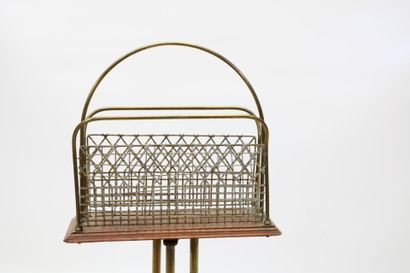 Two-division swivel magazine rack in brass...