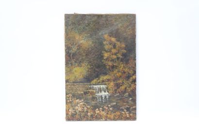 20th century school.
Landscape with waterfall,...