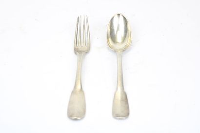 Silver flatware including spoon and fork,...
