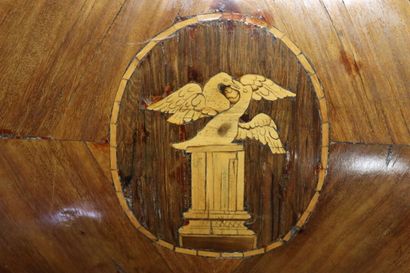 Carved wood inlaid cylinder desk opening...