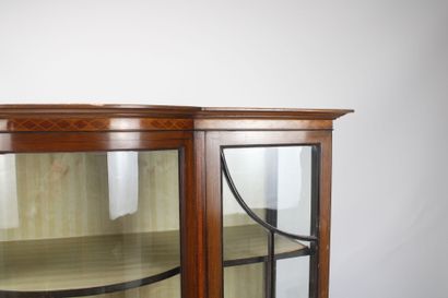 English marquetry display case, opening with...