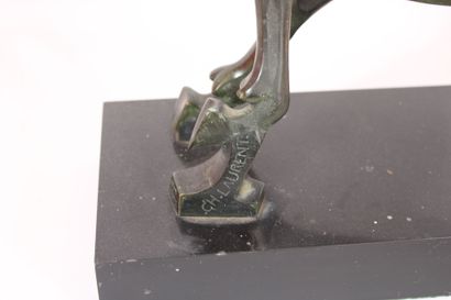 Ch. LAURENT(20th). 
Slender stag, bronze...