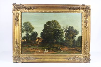 Blaise LAVELLE (1816-1895).
Animated landscape,...