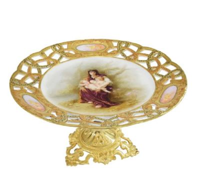 Porcelain plate with openwork edges on a...