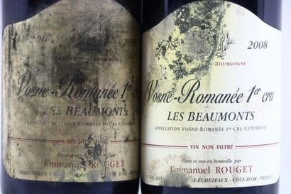2 bouteilles de VOSNE-ROMANÉE 1er Cru Les...