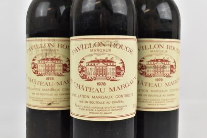 3 bouteilles de MARGAUX 1978 Pavillon Rouge...