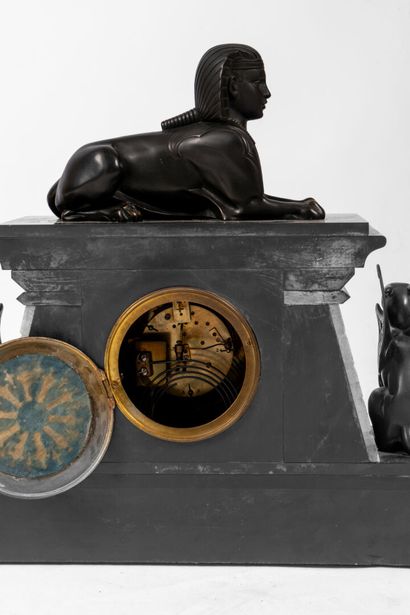 Egyptian style mantel set decorated with...