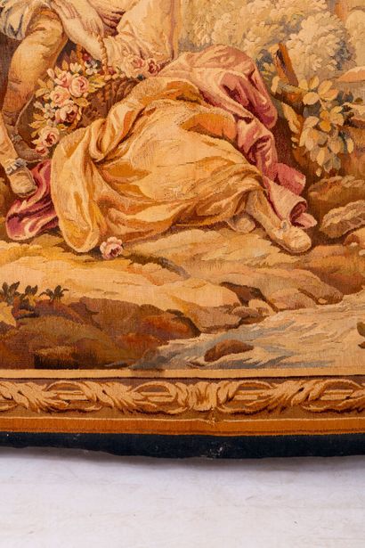 Tapestry depicting a galant scene.
Dimensions:...