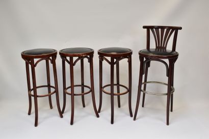 Molded and carved wood bar with griotte marble...