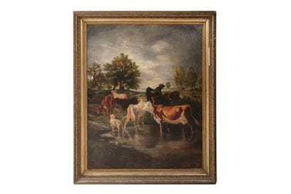 School of the XIXth century. 
Country scene,...