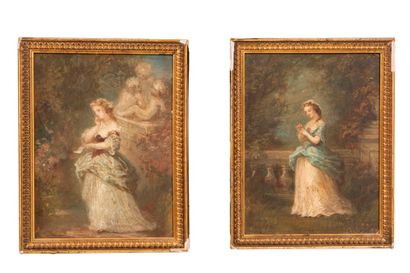 19th century school, 
Women in the garden,...