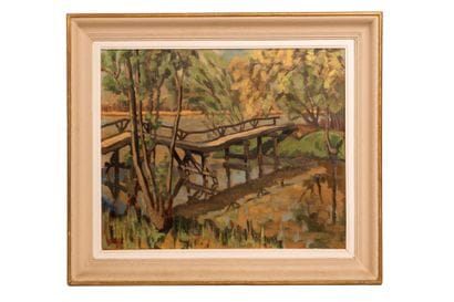 Georges LIBET (1918) 
Lake landscape, oil...