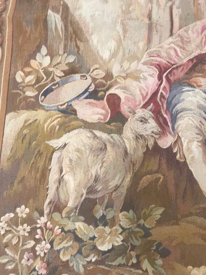 Tapestry depicting a galant scene.
Dimensions:...