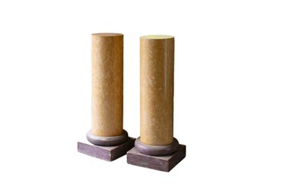 Pair of columns in beige marble called Sienna...