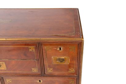 Mahogany and mahogany veneer scriban or naval...