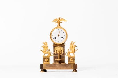 Gilt bronze clock in the form of an anthropomorphic...