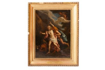 École du XVIIIème siècle.
Apollon et Daphné....