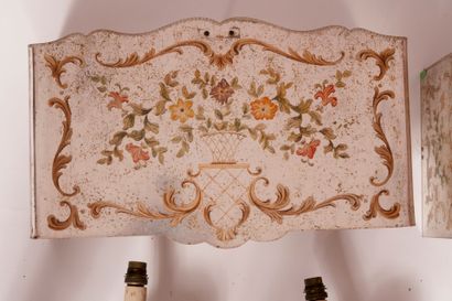 Pair of Plexiglas wall sconces, decorated...