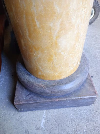 Pair of columns in beige marble called Sienna...