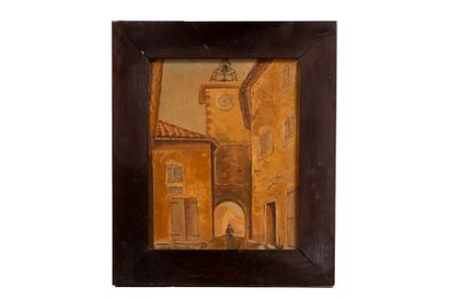 Jean RIGAUD (1912-1999).
Ruelle animée, huile...