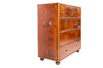 Mahogany and mahogany veneer scriban or naval...
