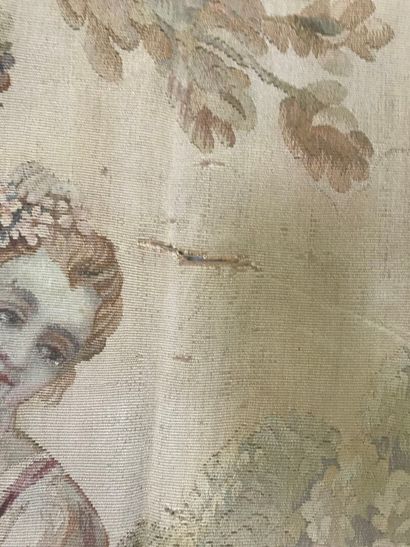 Tapestry depicting a galant scene.
Dimensions:...