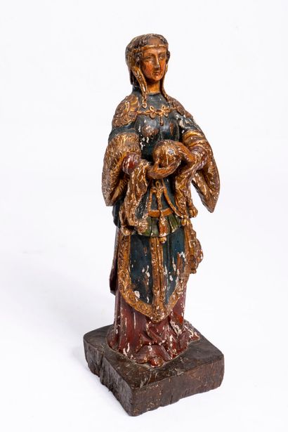 La Vierge MIraculeuse 
Statue en bois sculpté...