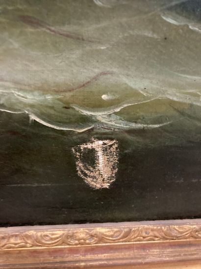 19th century school.
Naval battle, oil on...