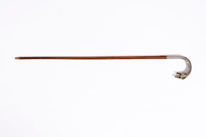 Walnut burl walking stick with silver pommel...