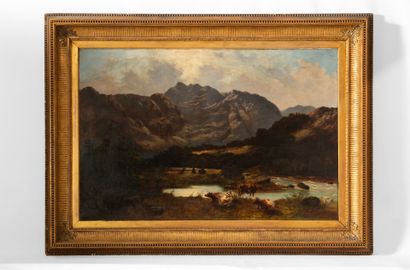 20th century school.
Lake landscape, oil...