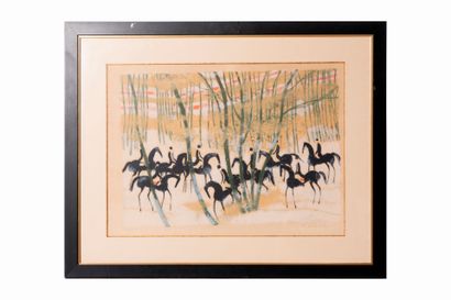 André BRASILIER (1929)
Chasse à courre. Color...